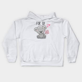 Cute teddy bear with flowers. Kids Hoodie